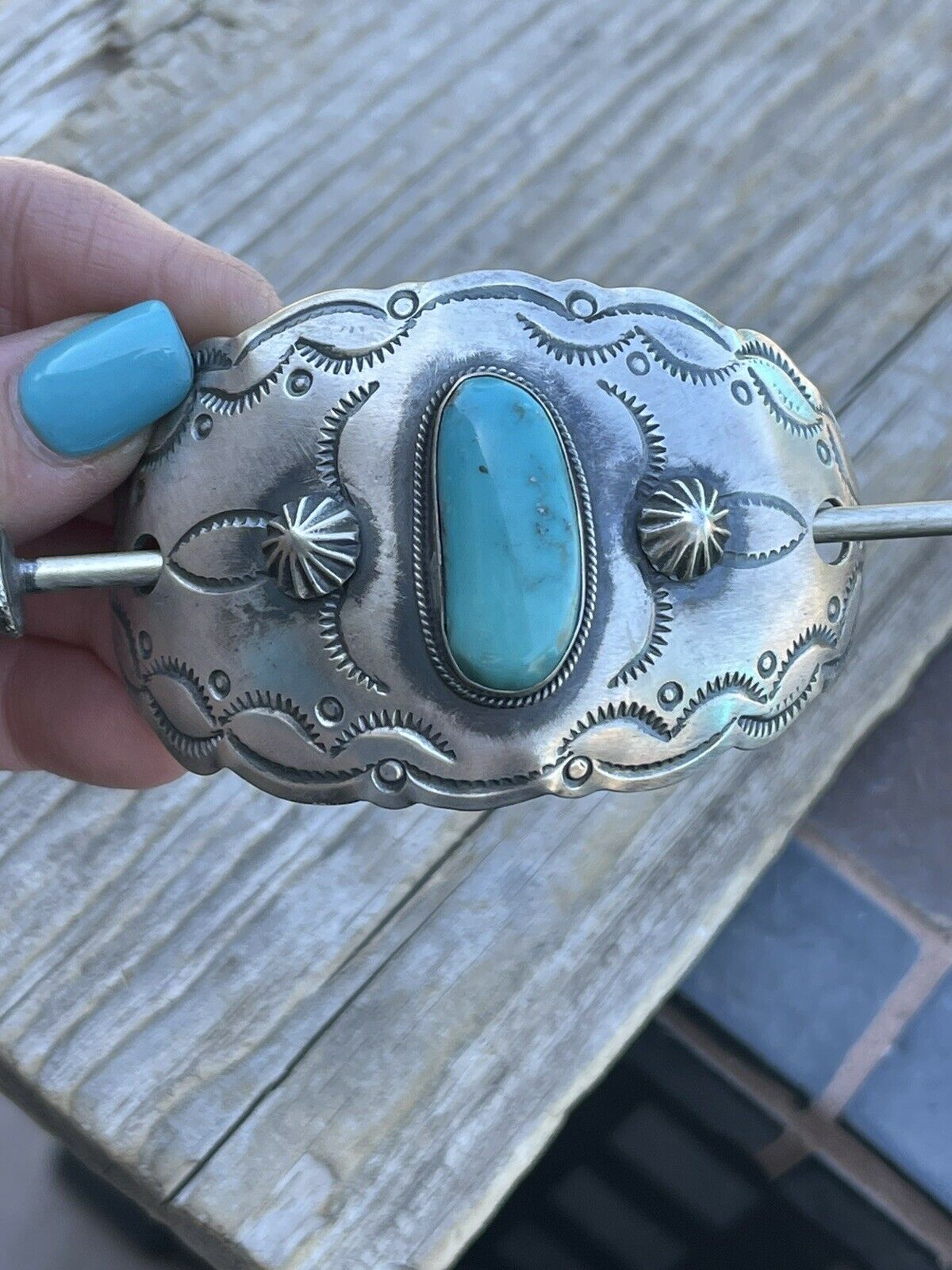 Navajo Sterling Silver Turquoise Southwest Hair Accessory