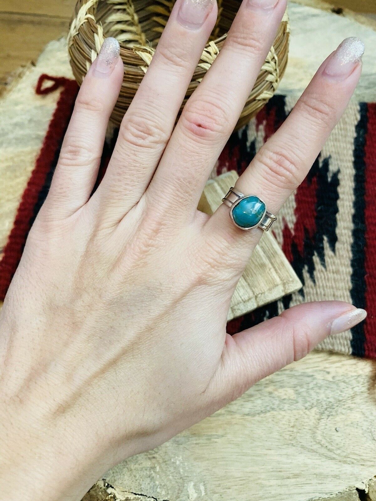 Navajo Turquoise & Sterling Silver Ring Size 5.25