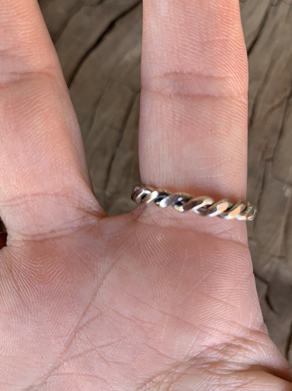 Navajo Turquoise  Sterling Silver Braided Ring