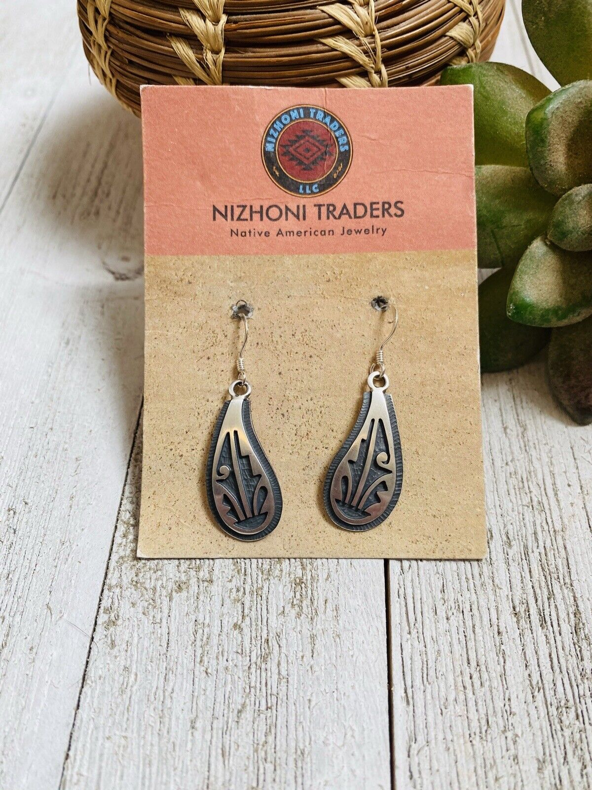 Hopi Overlaid Sterling Silver Dangle Earrings