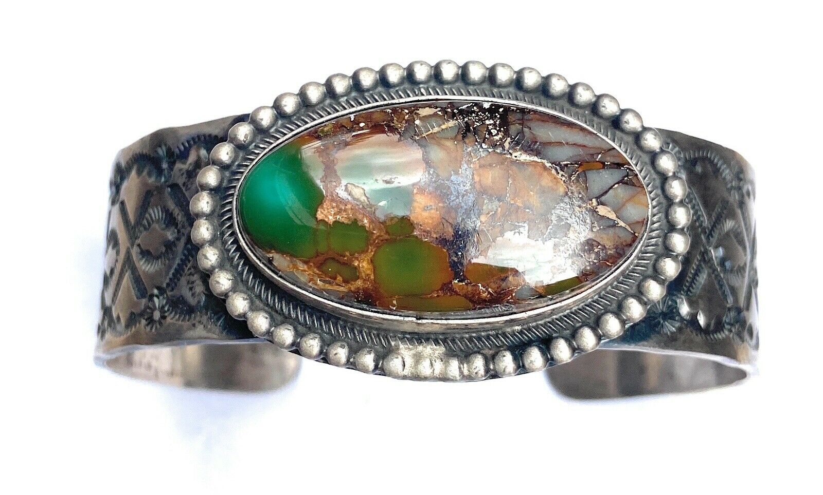 Navajo Royston Turquoise And Sterling Silver Cuff Bracelet Signed