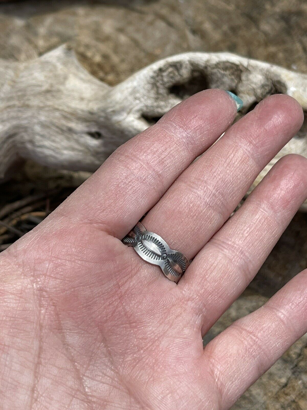 Navajo Sonoran Mountain Turquoise & Sterling Silver Statement Ring Size 8