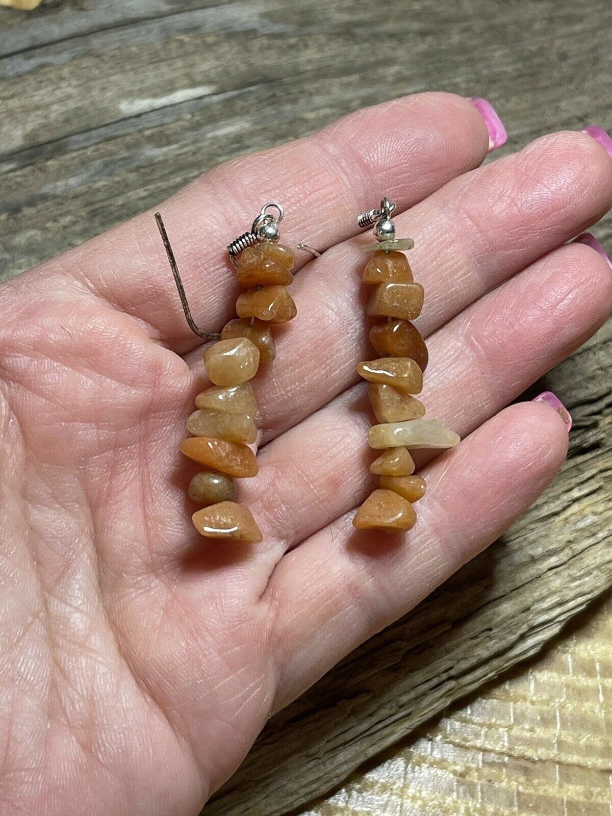 Navajo Sterling Silver Cream Quartz Chip Dangle Earrings