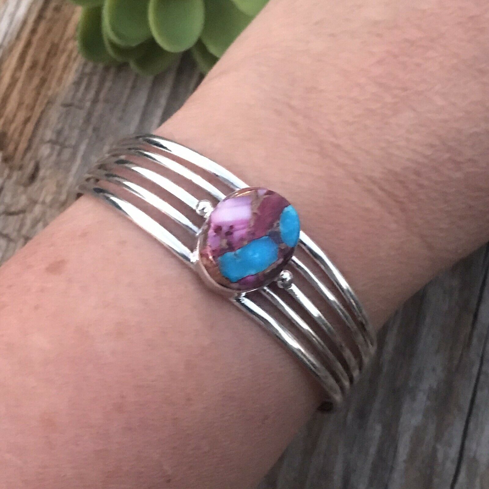 Navajo Pink Dream Mojave Sterling Silver Custom Cuff