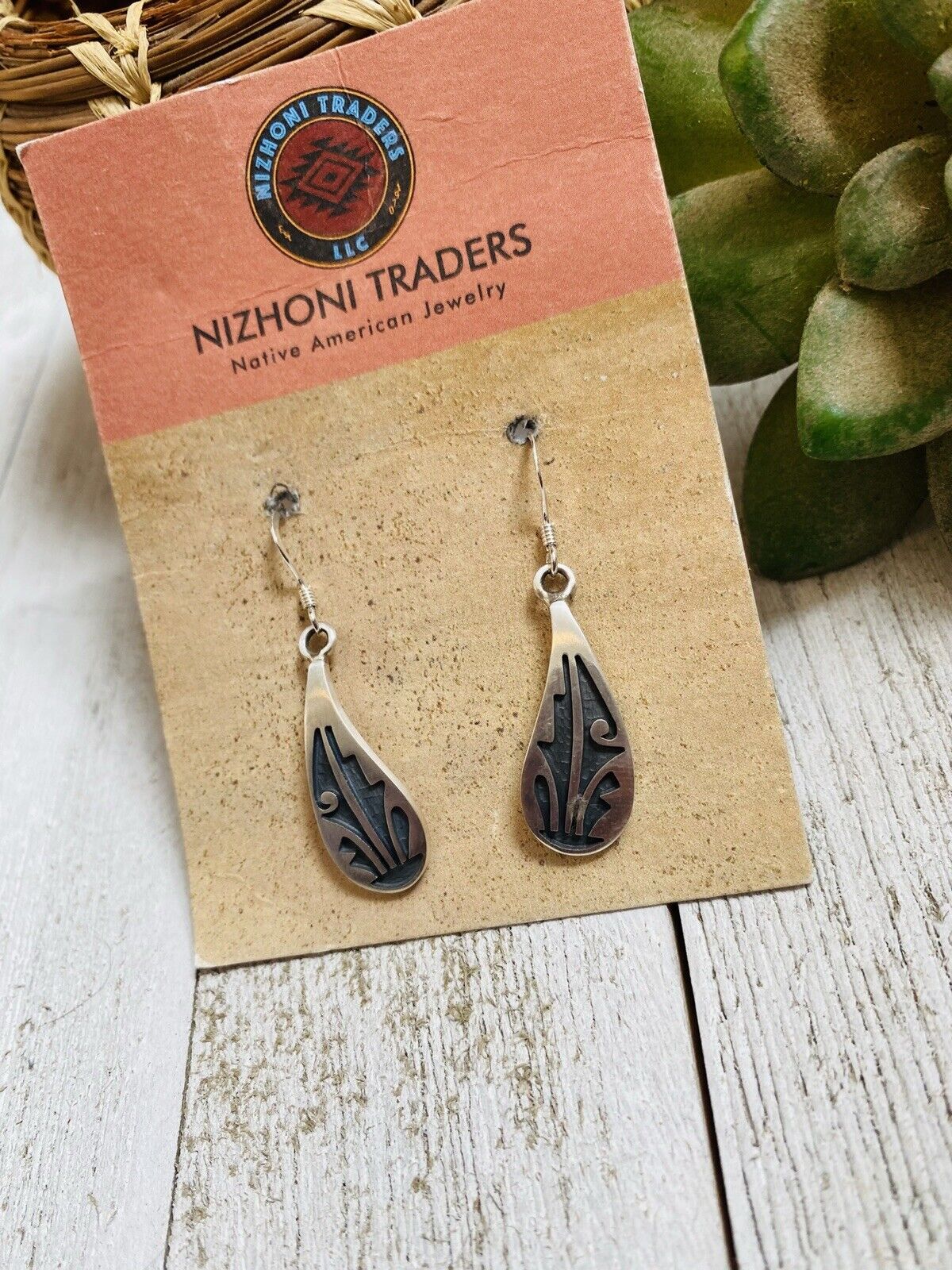 Hopi Overlaid Sterling Silver Dangle Earrings