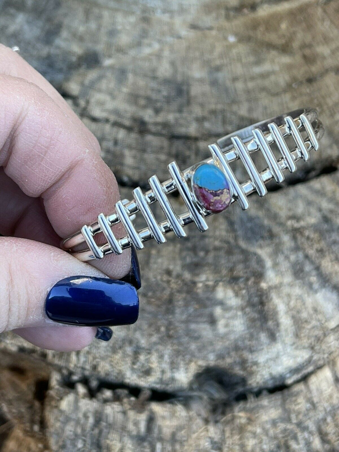 Handcrafted Pink Dream Mohave Sterling Silver Cuff Bracelet Signed