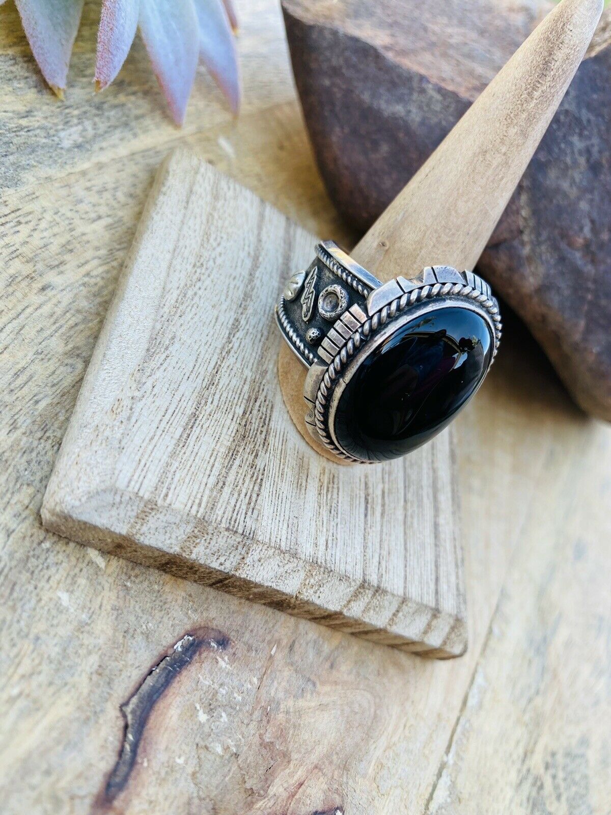 Native American store black onyx ring size 5