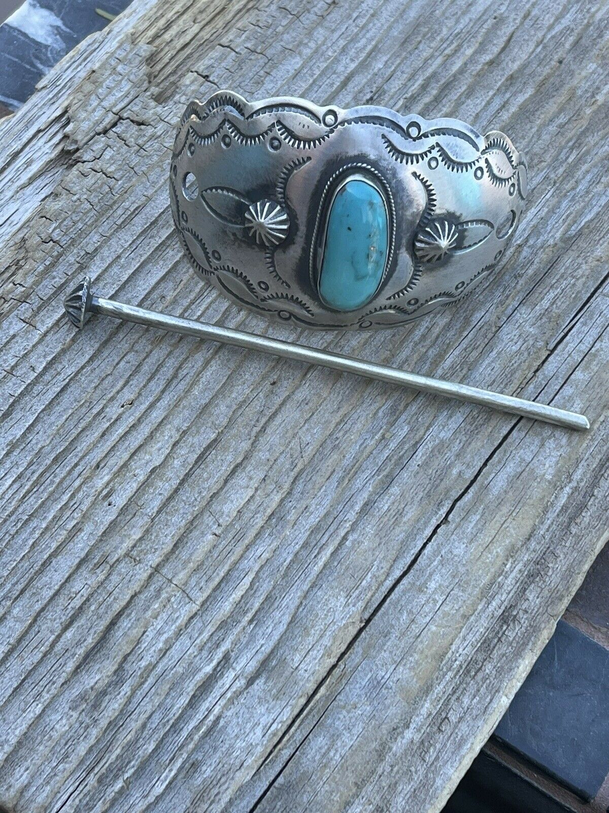 Navajo Sterling Silver Turquoise Southwest Hair Accessory