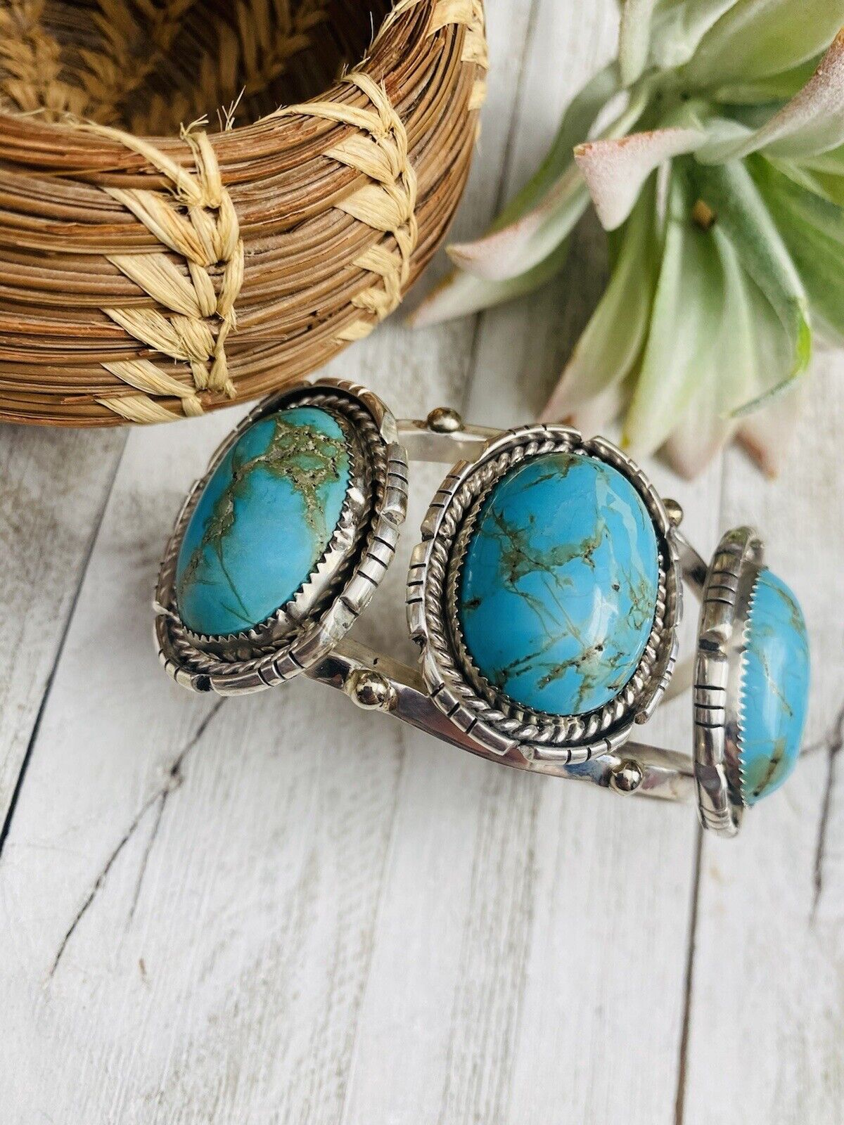 Vintage Turquoise Row Cuff - Four Winds Gallery