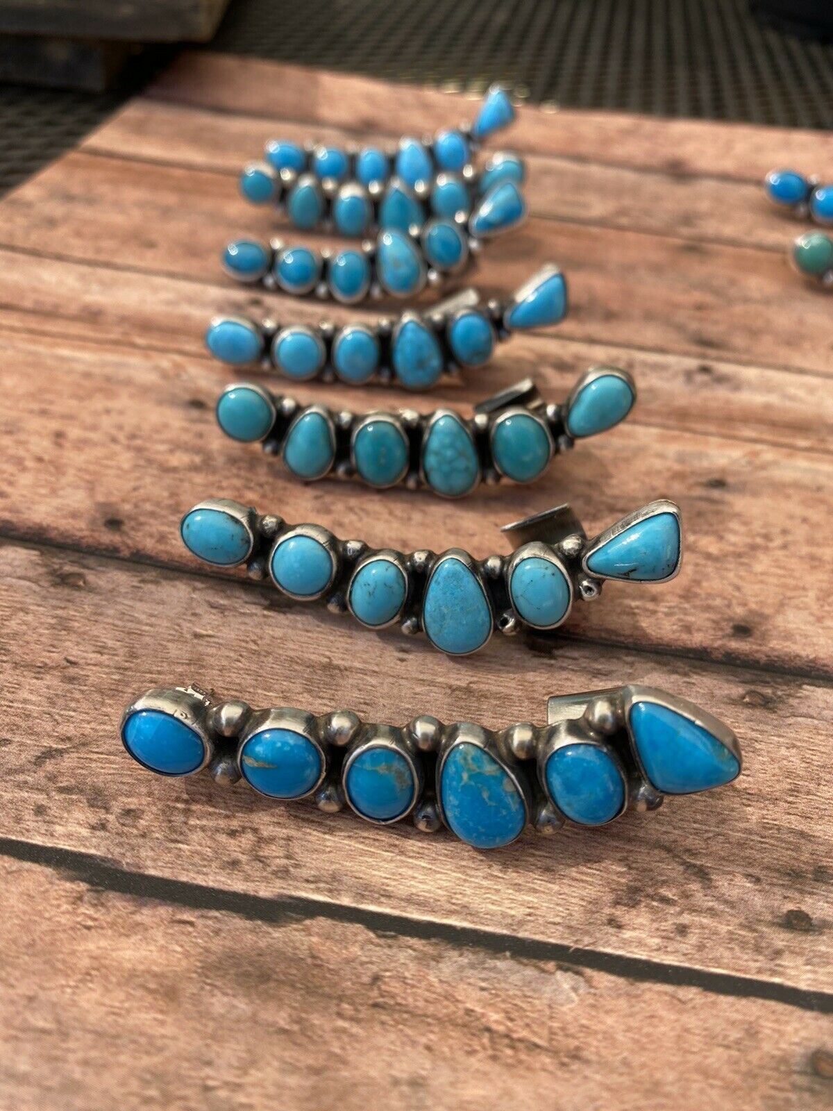 Navajo Sterling Silver Turquoise Ear Cuff Signed