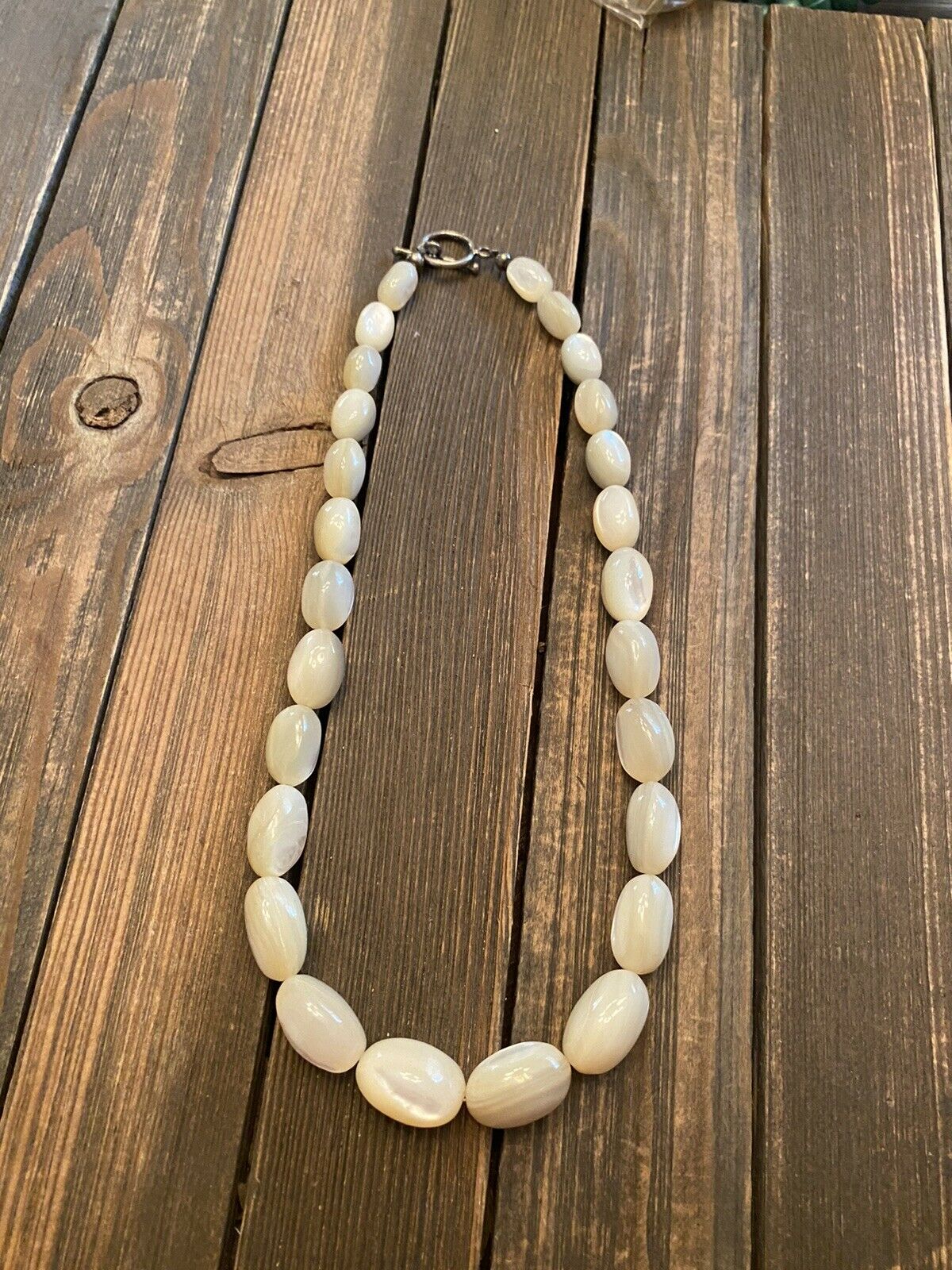 Navajo Mother Of Pearl & Sterling Silver Beaded Necklace