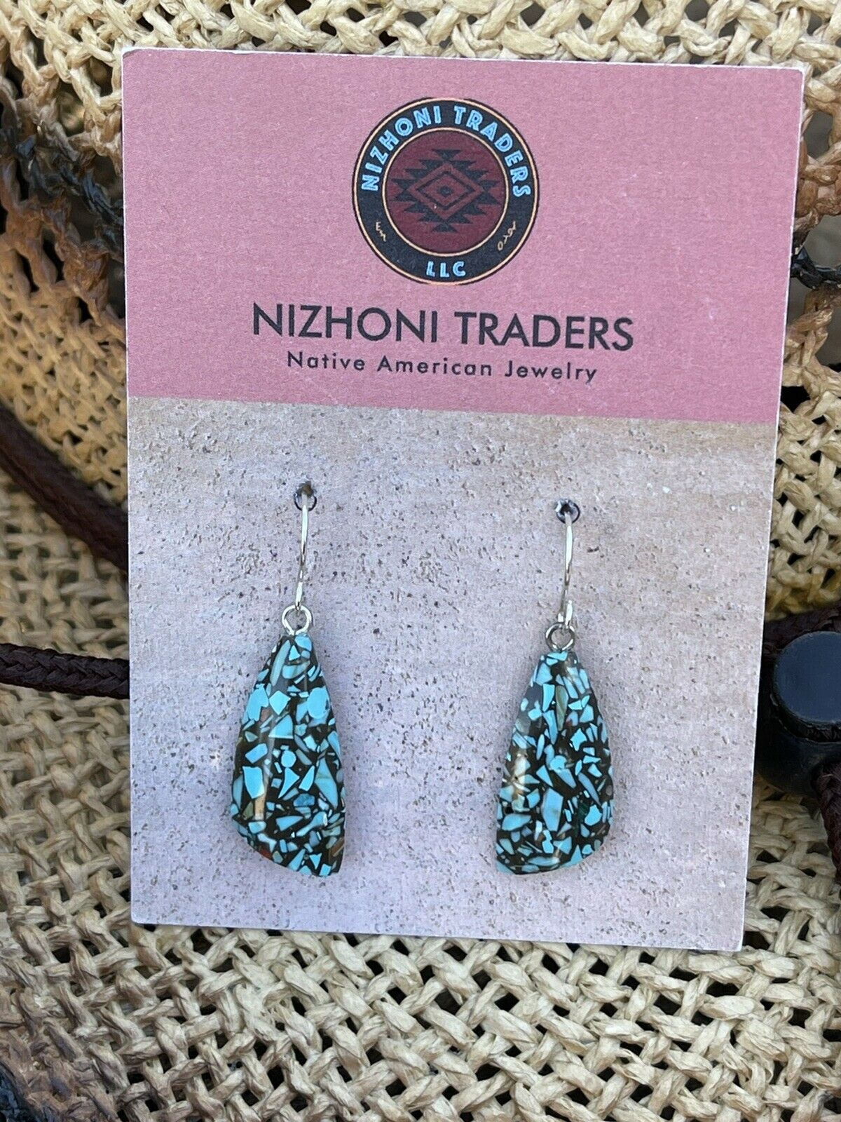 Navajo Multi Stone Turquoise Sterling Silver Dangle Earrings