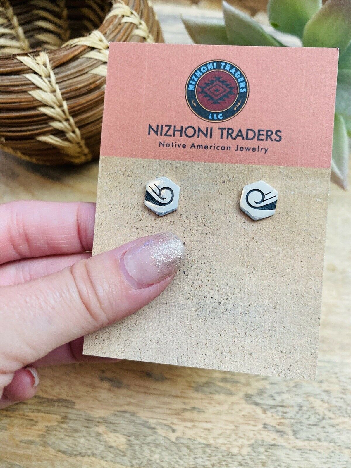 Hopi Overlaid Sterling Silver Swirl Stud Earrings