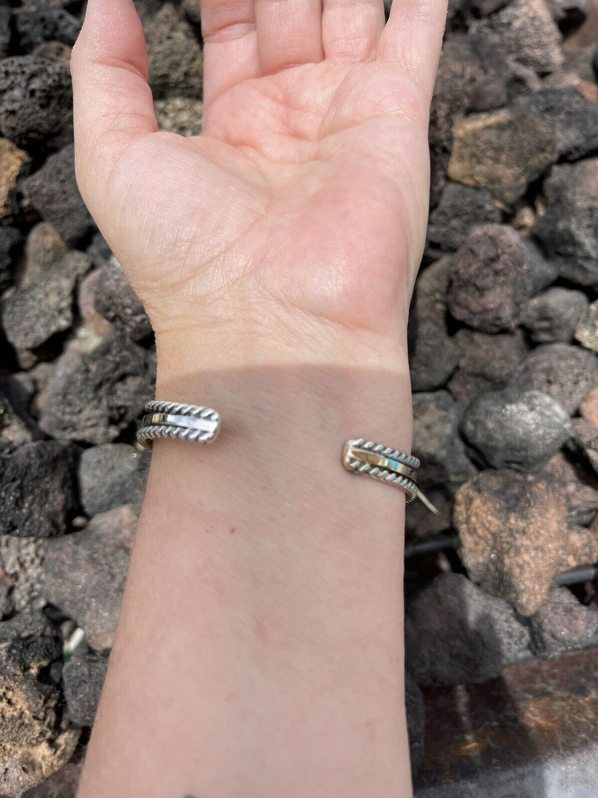 Navajo Orange Spiny Sterling Silver  Cuff Bracelet Signed