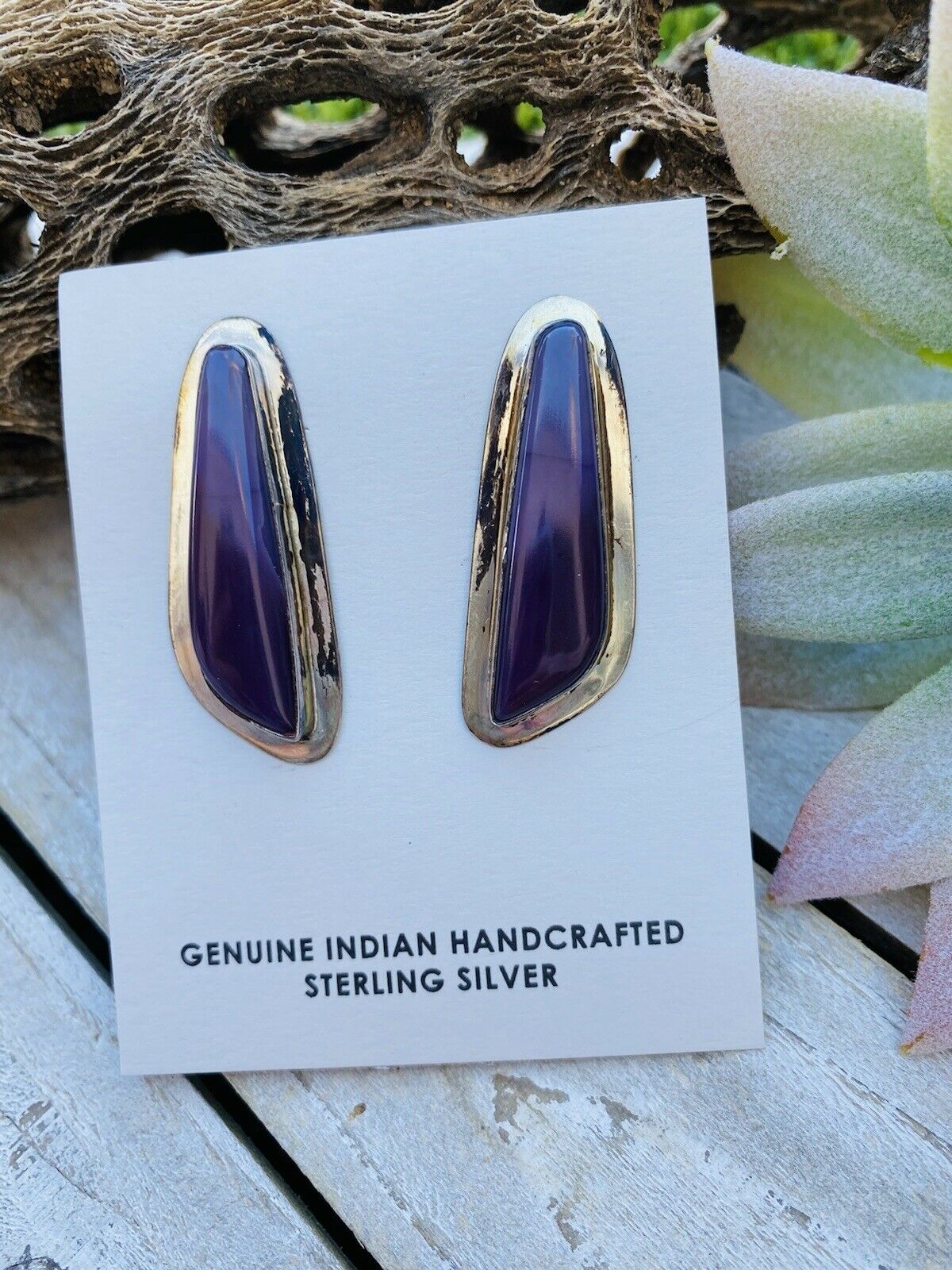 Vintage Navajo Charoite & Sterling Silver Post Earrings