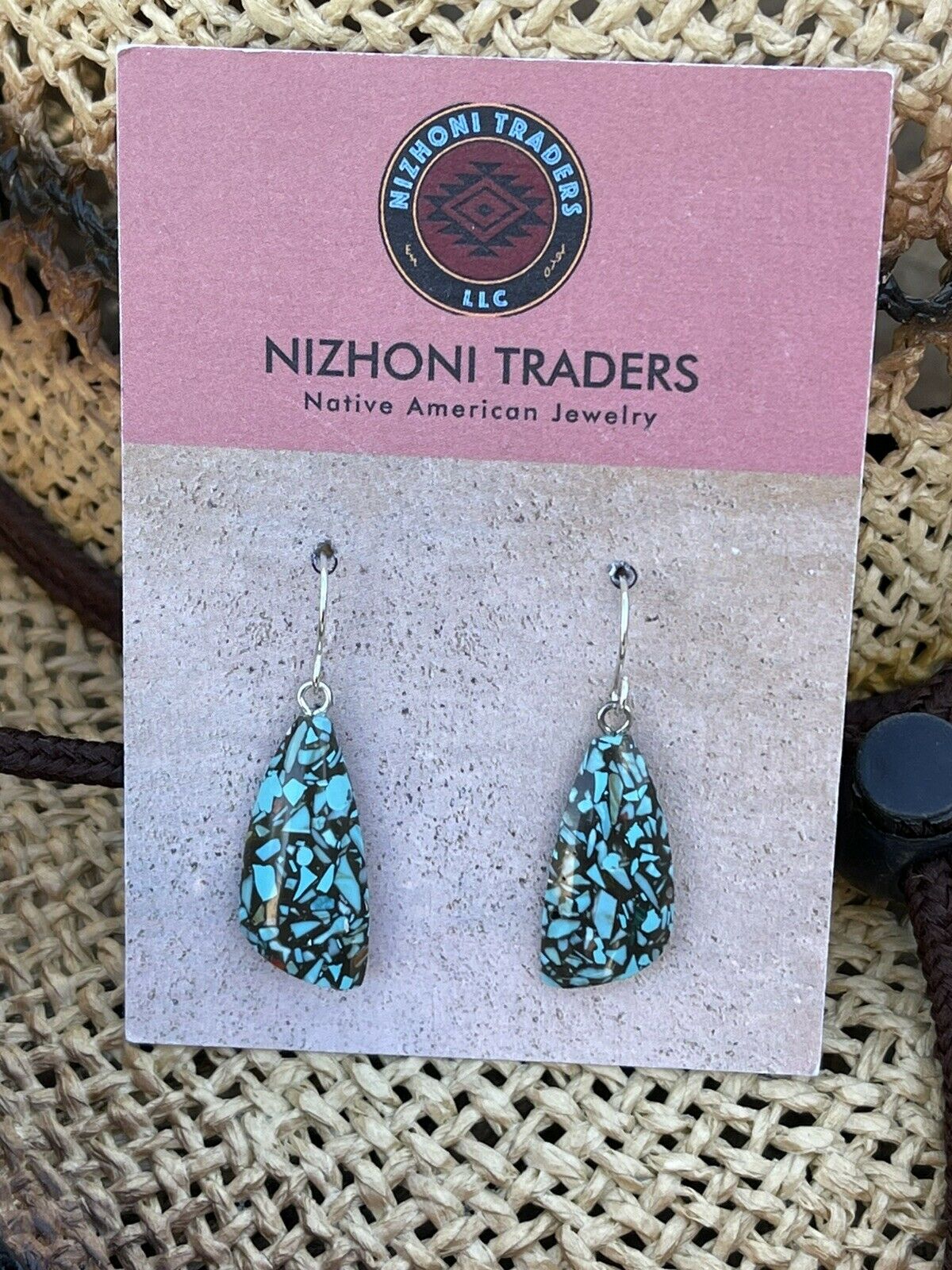 Navajo Multi Stone Turquoise Sterling Silver Dangle Earrings