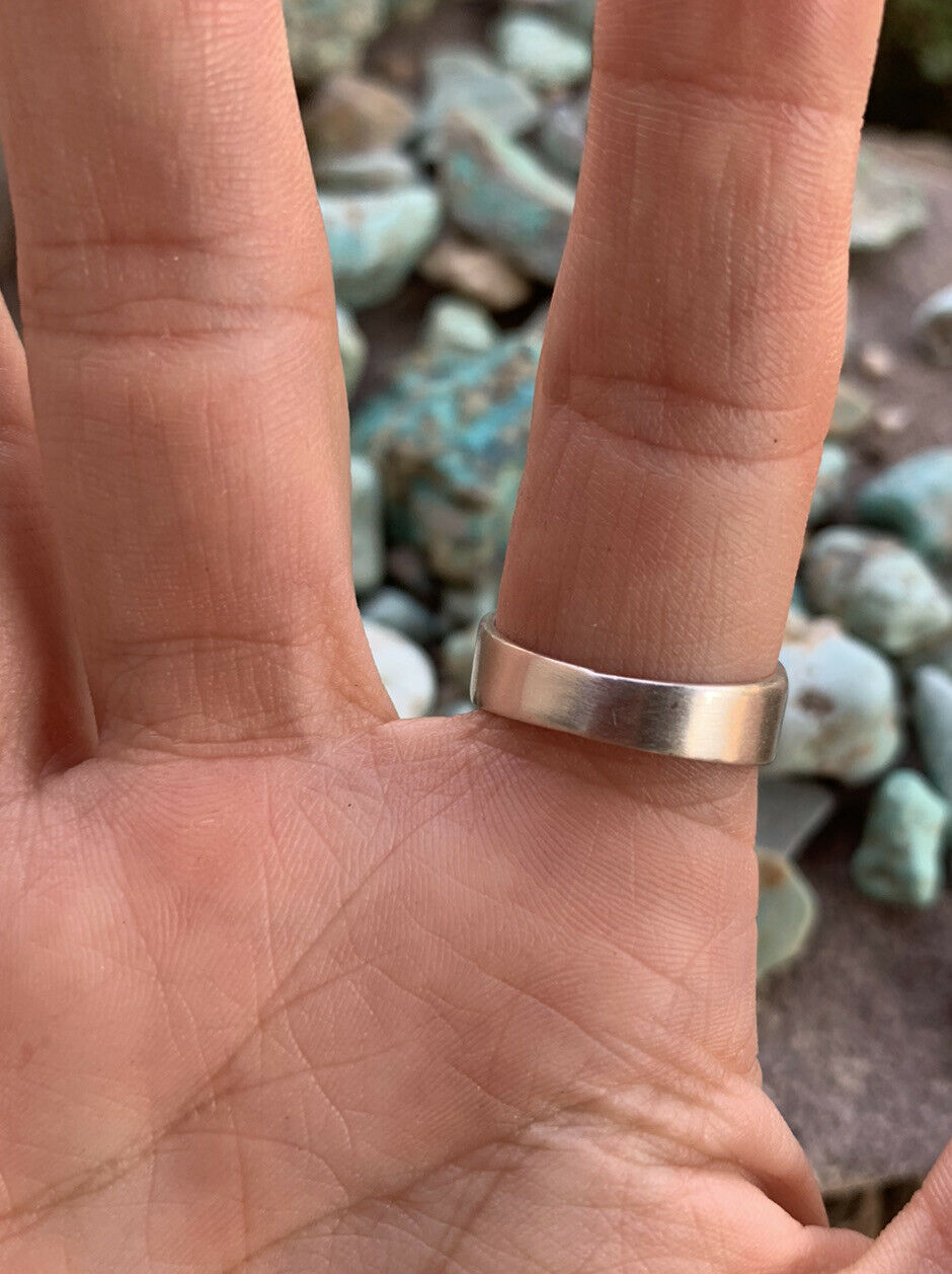 Navajo Turquoise & Stamped Sterling Silver Ring