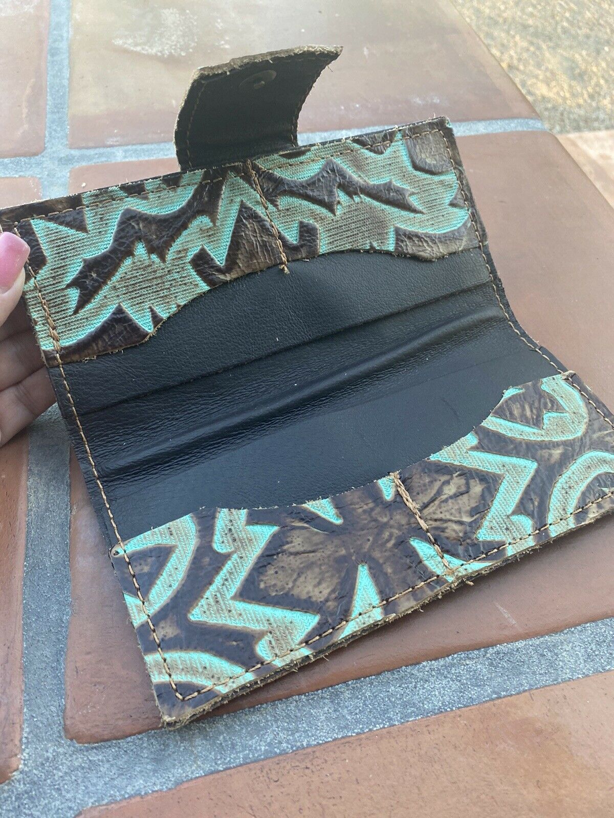 Hand Tooled Turquoise Southwestern Leather Wallet