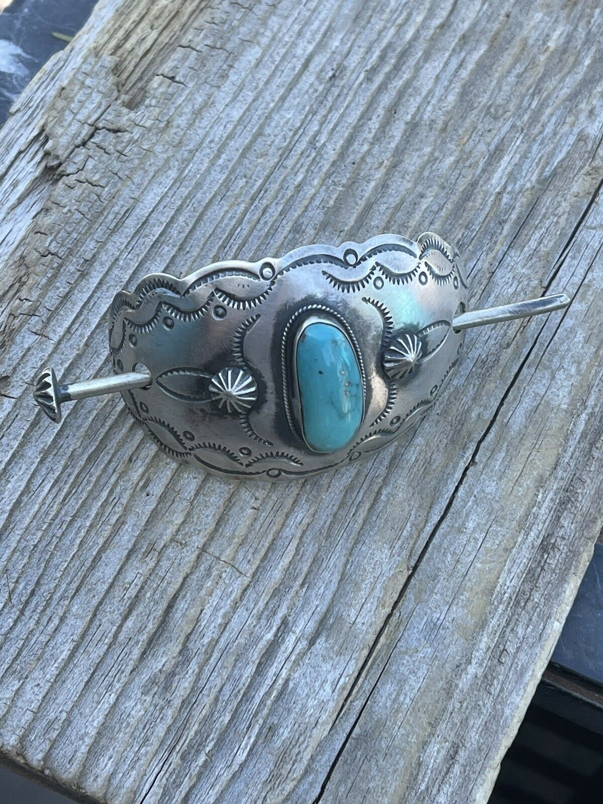 Navajo Sterling Silver Turquoise Southwest Hair Accessory