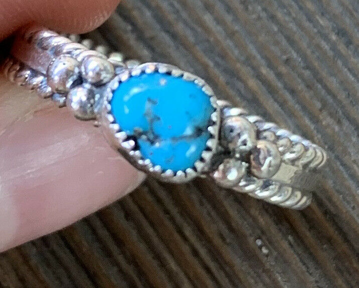 Navajo Kingman Turquoise & Sterling Silver Braided Band