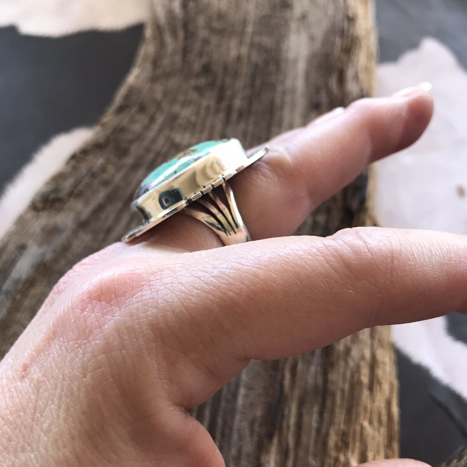 Navajo Royston Turquoise & Sterling Ring Size 6.