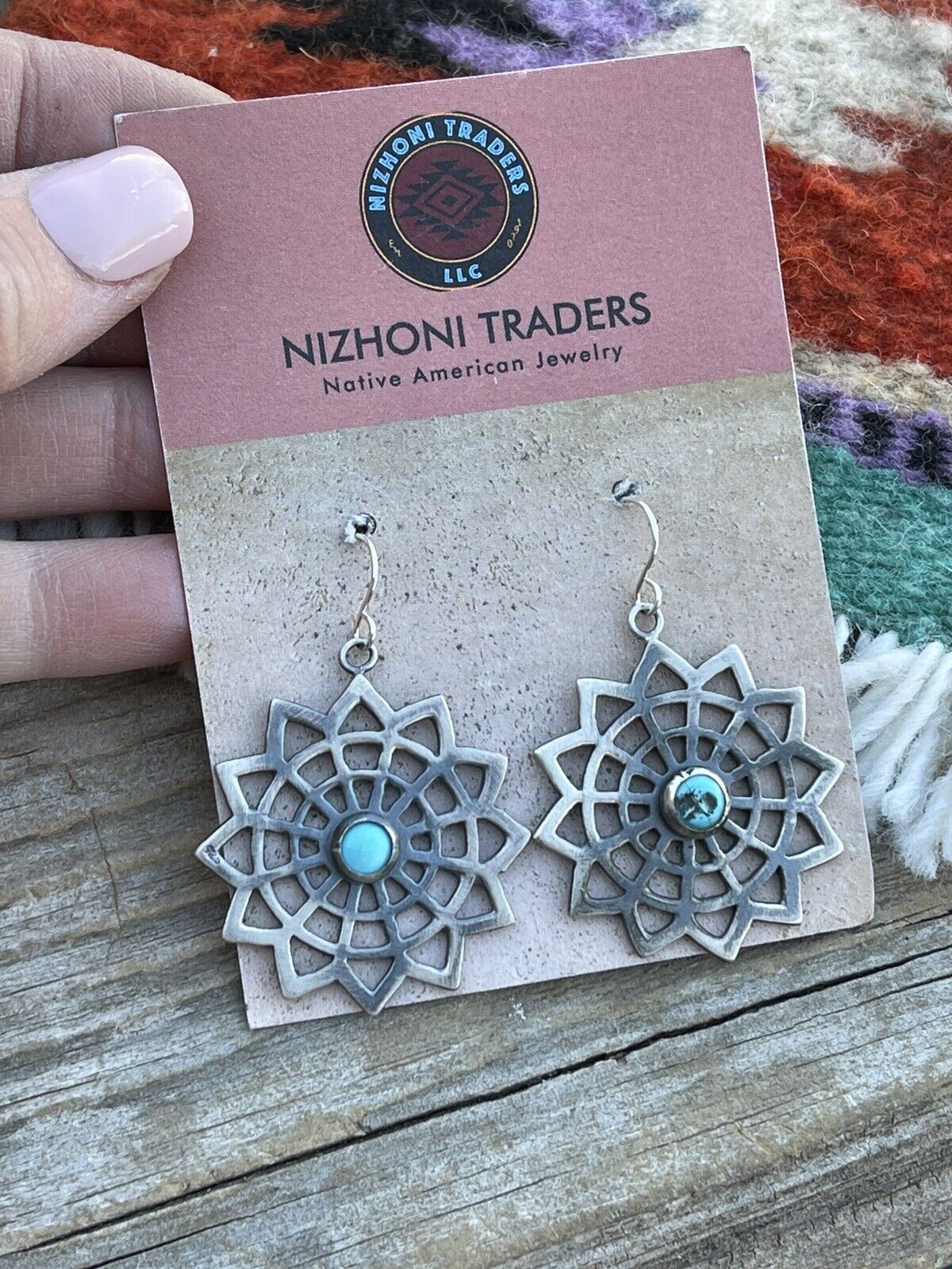 Navajo Sterling Silver Turquoise Dangle Earrings