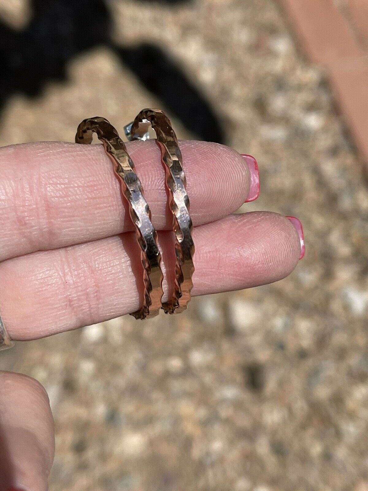 Navajo Copper Rope Style Hoop Earrings