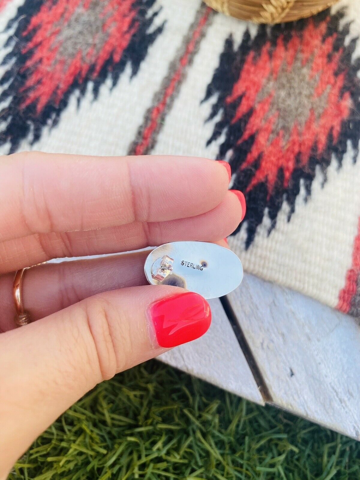 Navajo Sterling Silver And Purple Charoite Stud Earrings