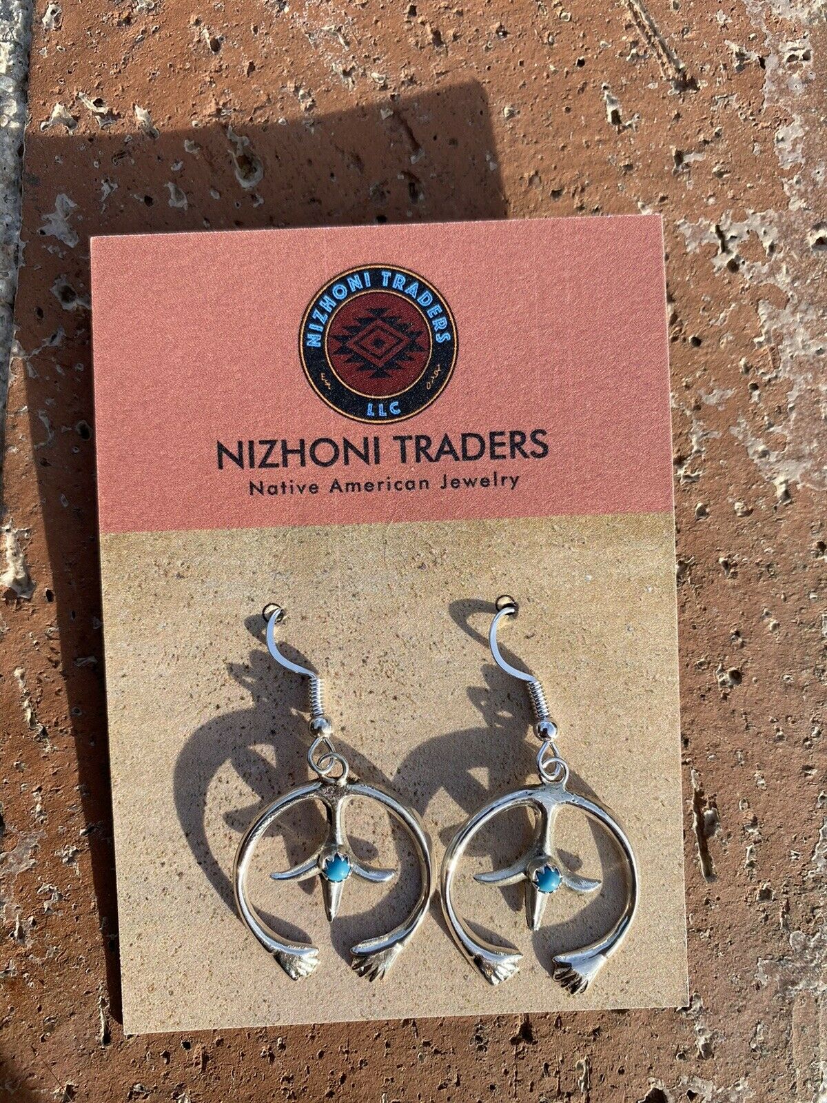 Navajo Sterling Silver & Turquoise Naja Dangle Earrings