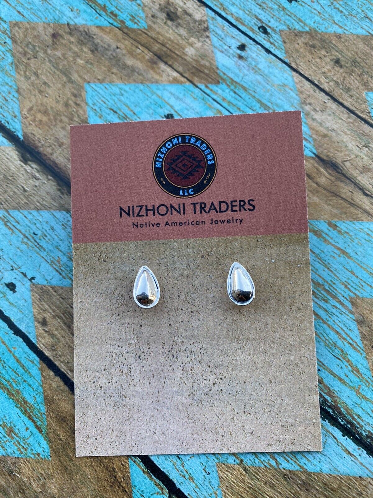 Navajo Sterling Silver Handmade Tear Drop Shape Post Earring Adaptors