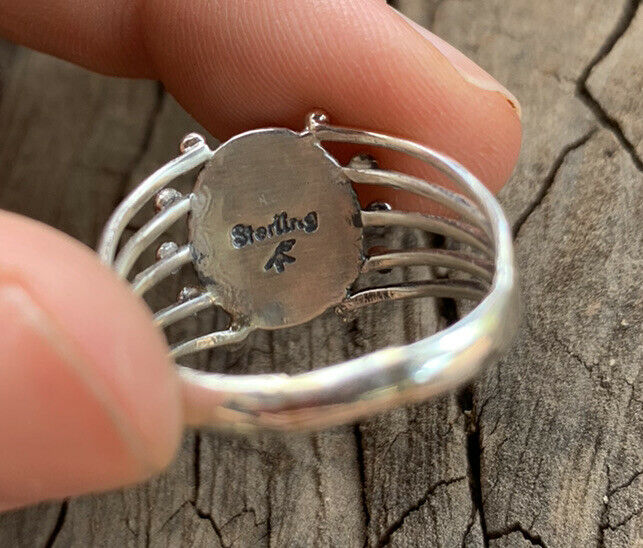 Navajo Natural Coral & Sterling Silver Ring