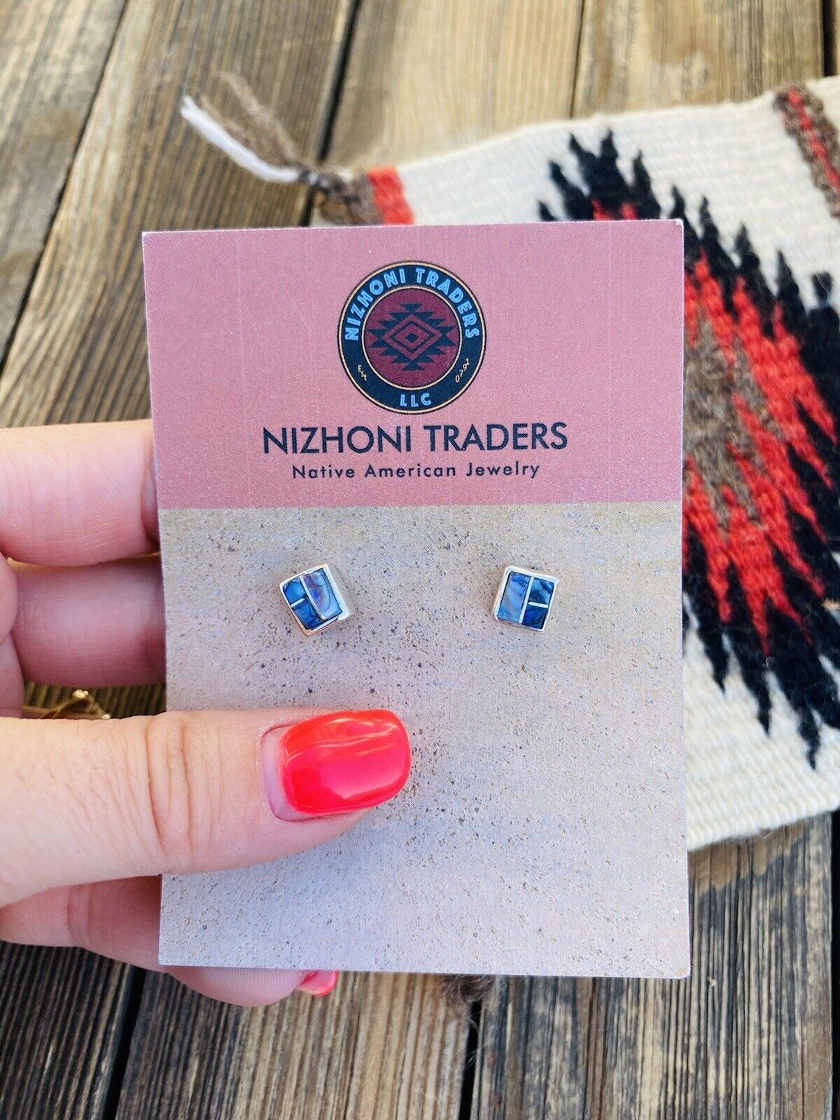 Navajo Natural Opal And Sterling Silver Inlay Stud Earrings