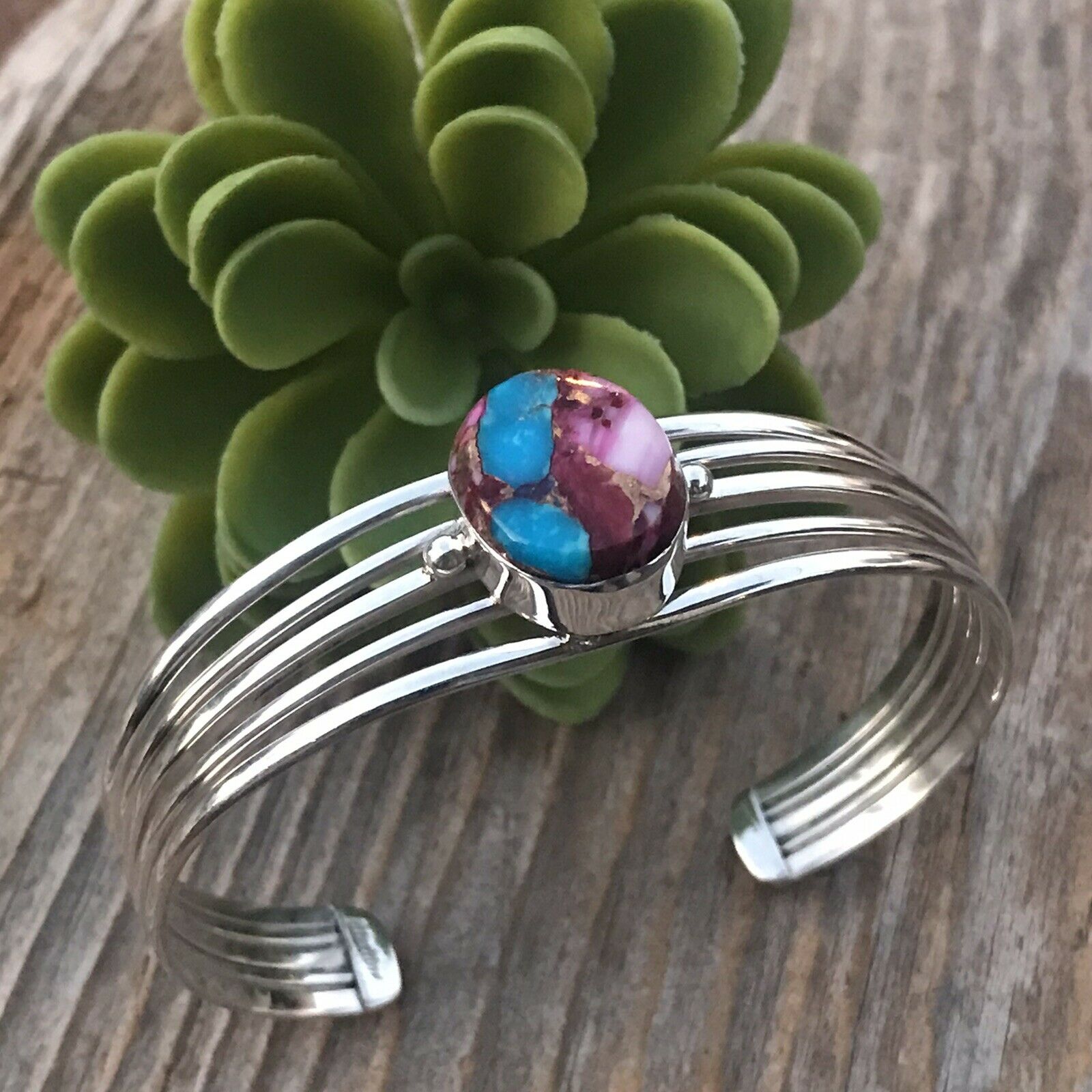 Navajo Pink Dream Mojave Sterling Silver Custom Cuff