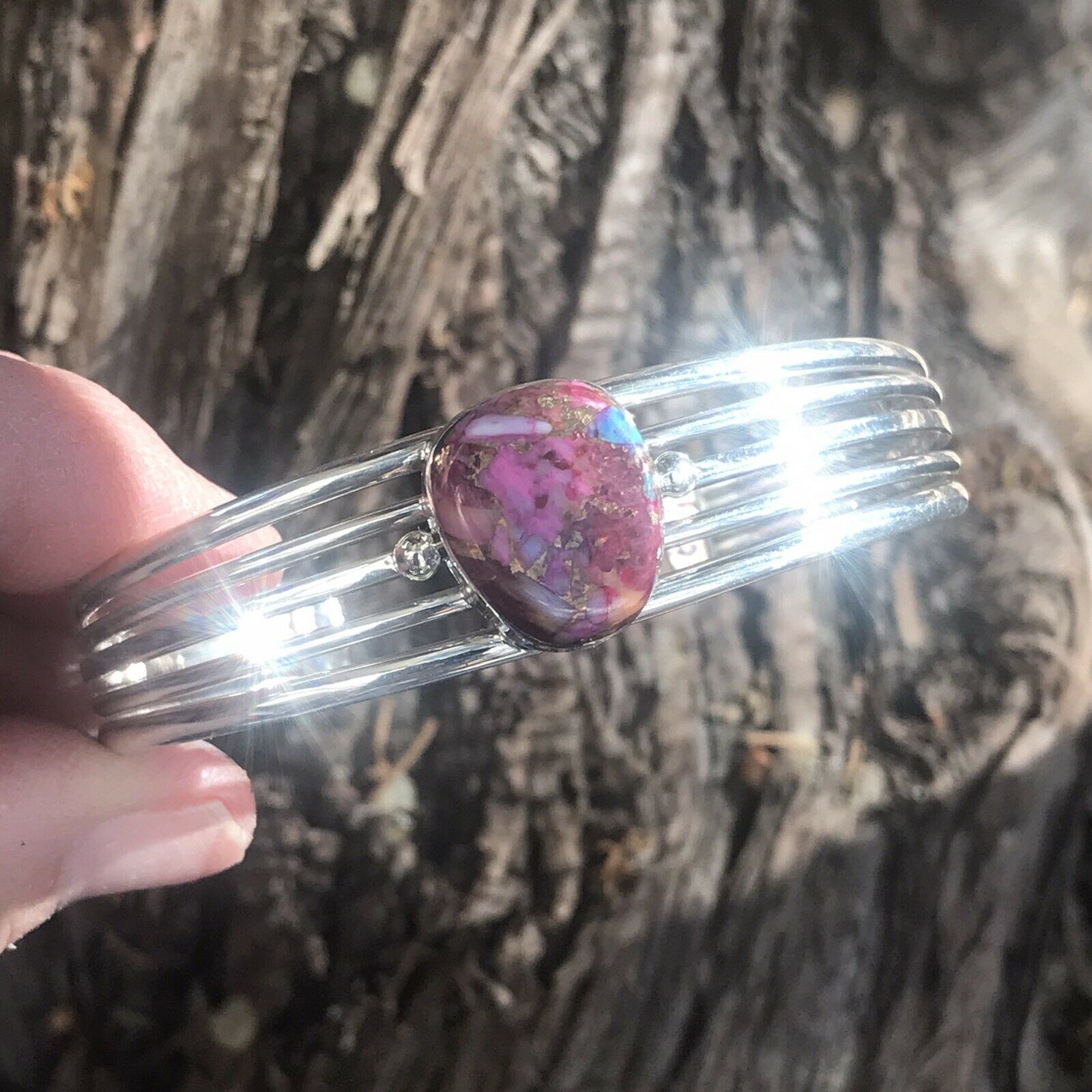 Navajo Pink Dream Mojave Sterling Silver Custom Cuff