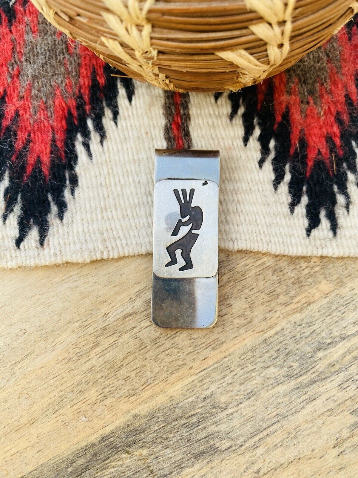 Navajo Kokopelli Dancer Sterling Silver Overlaid Money Clip