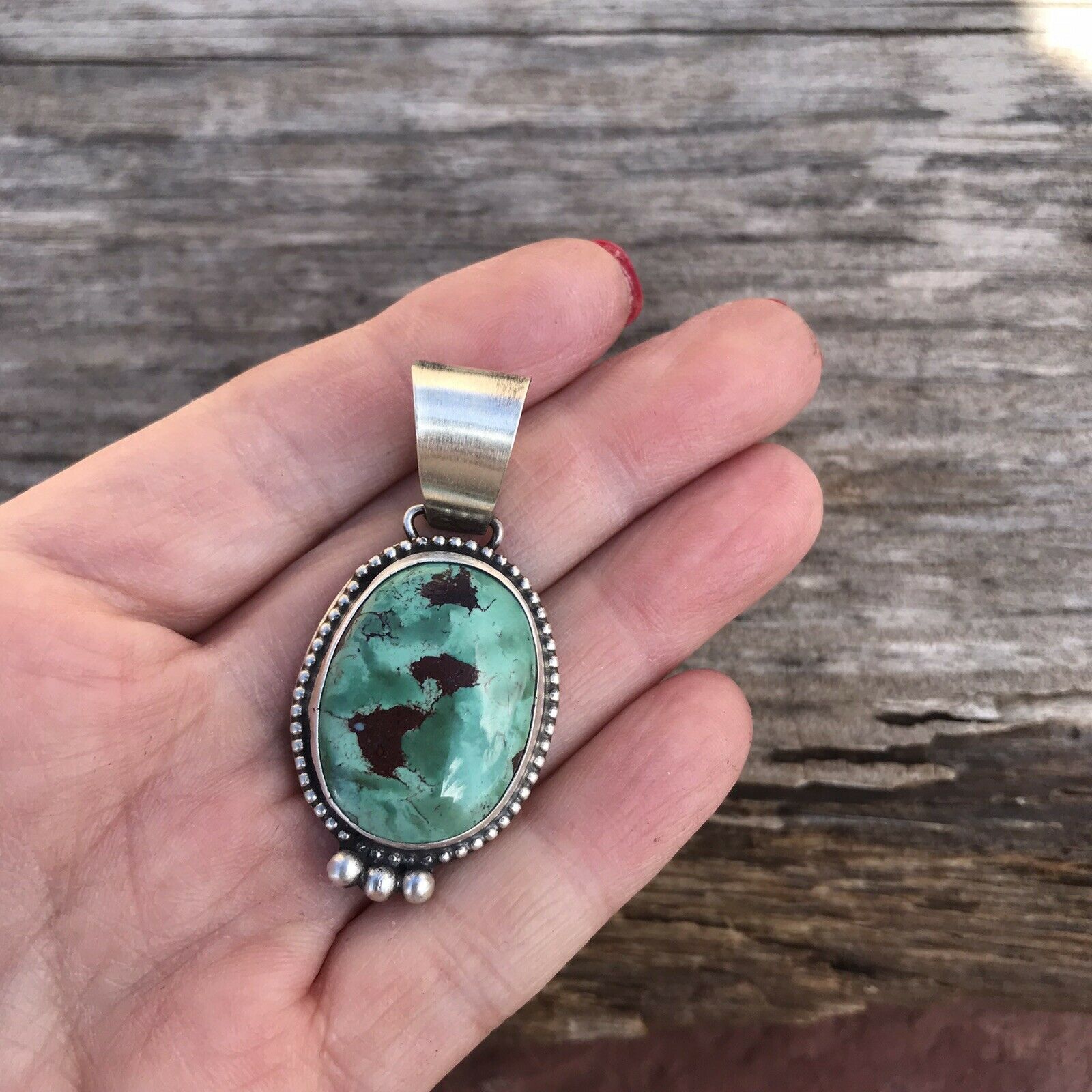 Navajo Turquoise  Sterling Silver Pendant