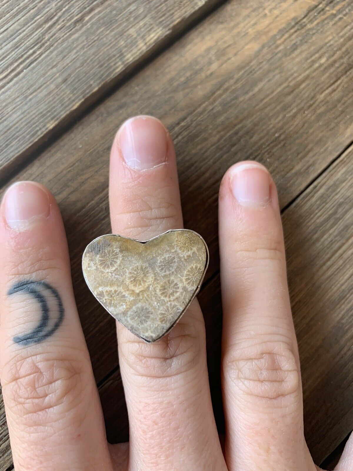 Navajo Ocean Jasper & Sterling Silver Heart Ring Size 6