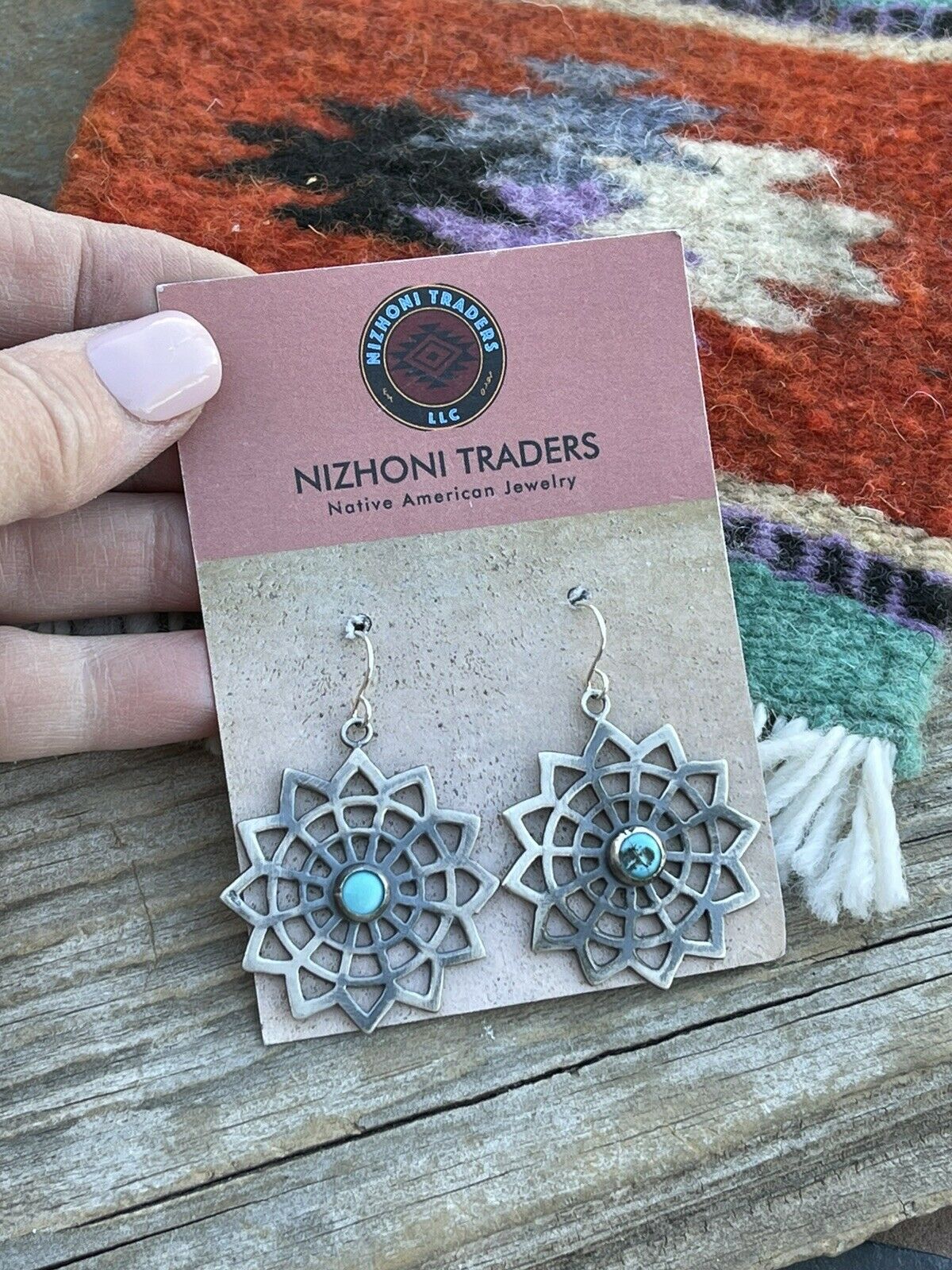 Navajo Sterling Silver Turquoise Dangle Earrings