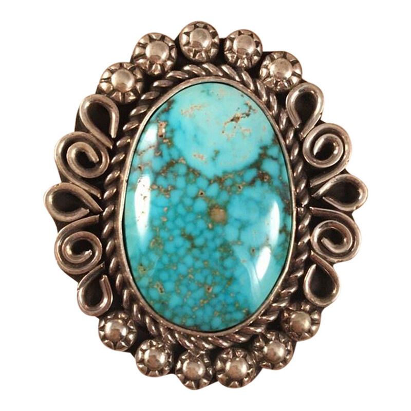 Blue Ridge Turquoise & Sterling Silver Navajo Ring Size 6.5 Signed