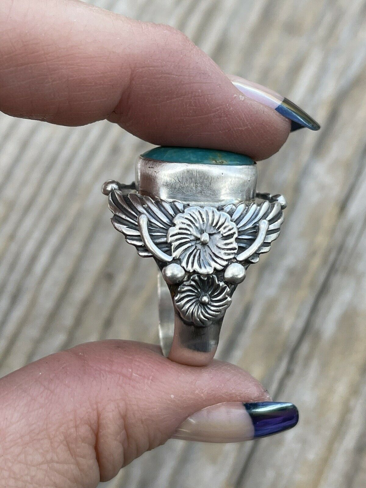 Navajo Sterling Silver Turquoise Southwest Ring Signed