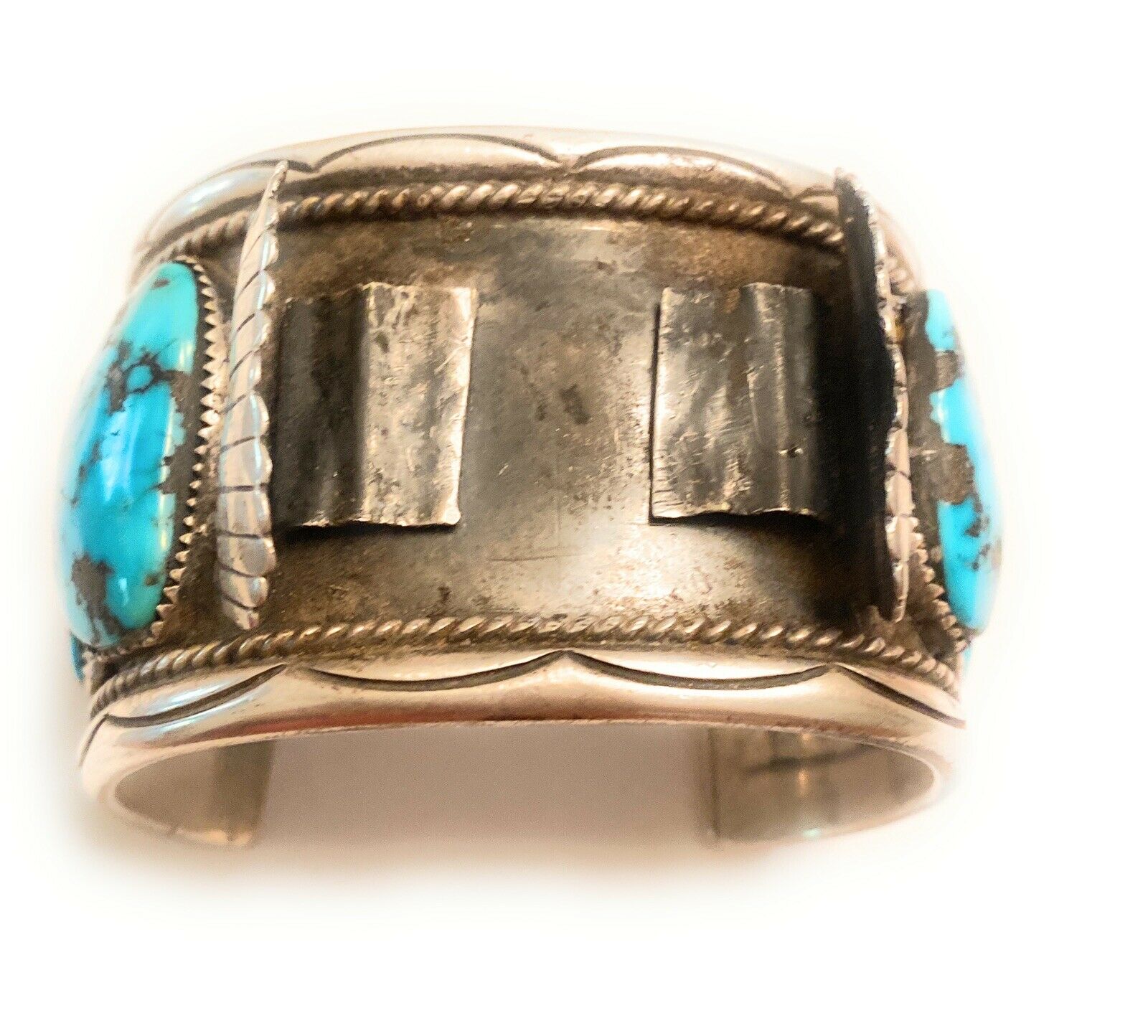 Vintage Navajo Turquoise & Sterling Silver Jumbo Watch Cuff