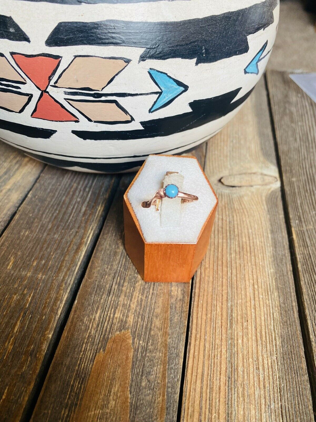 Handcrafted Copper Over Sterling & Turquoise Ring