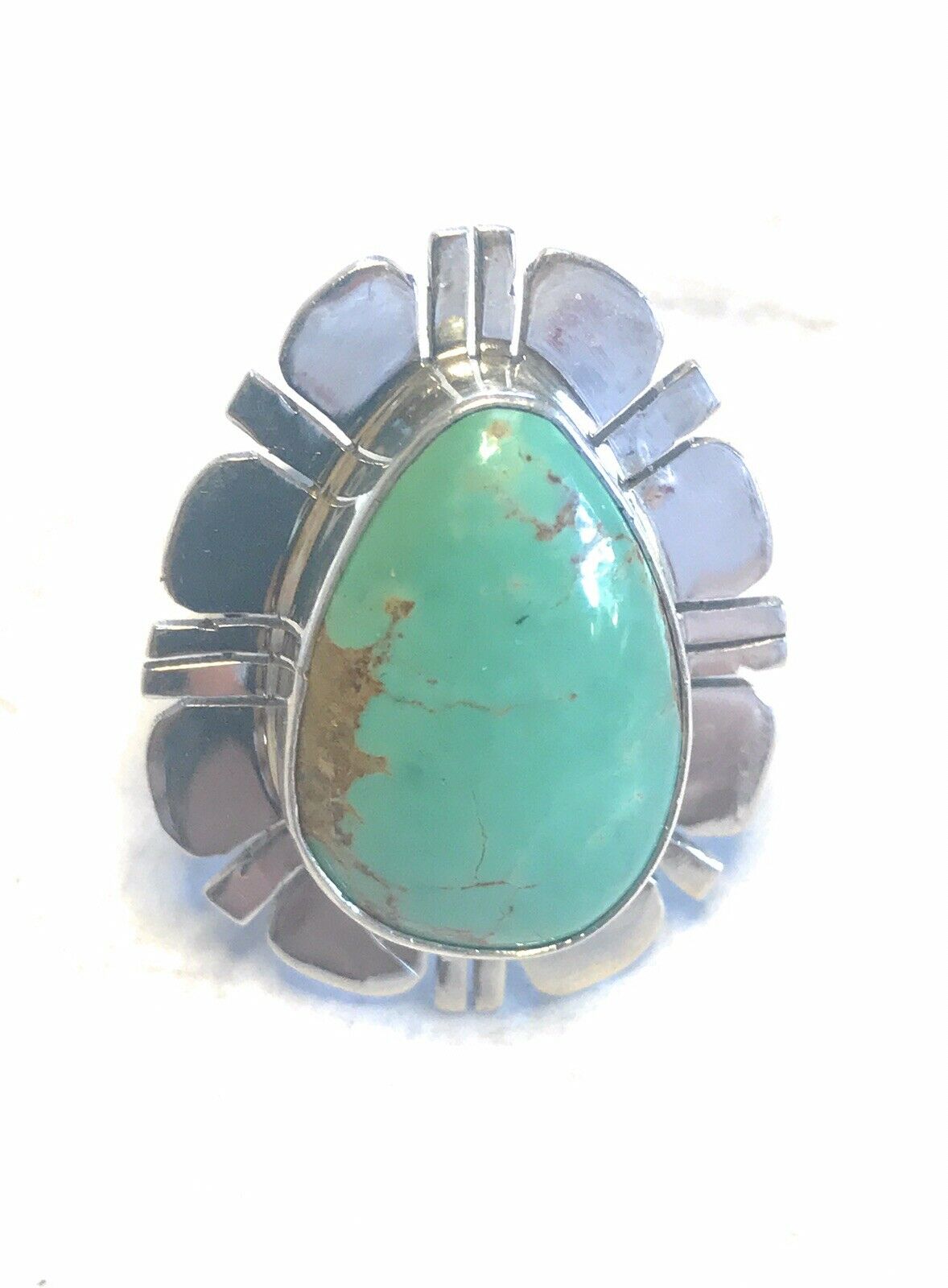 Royston Turquoise & Sterling Silver Navajo Ring Size 6.5 Stamped Sterling