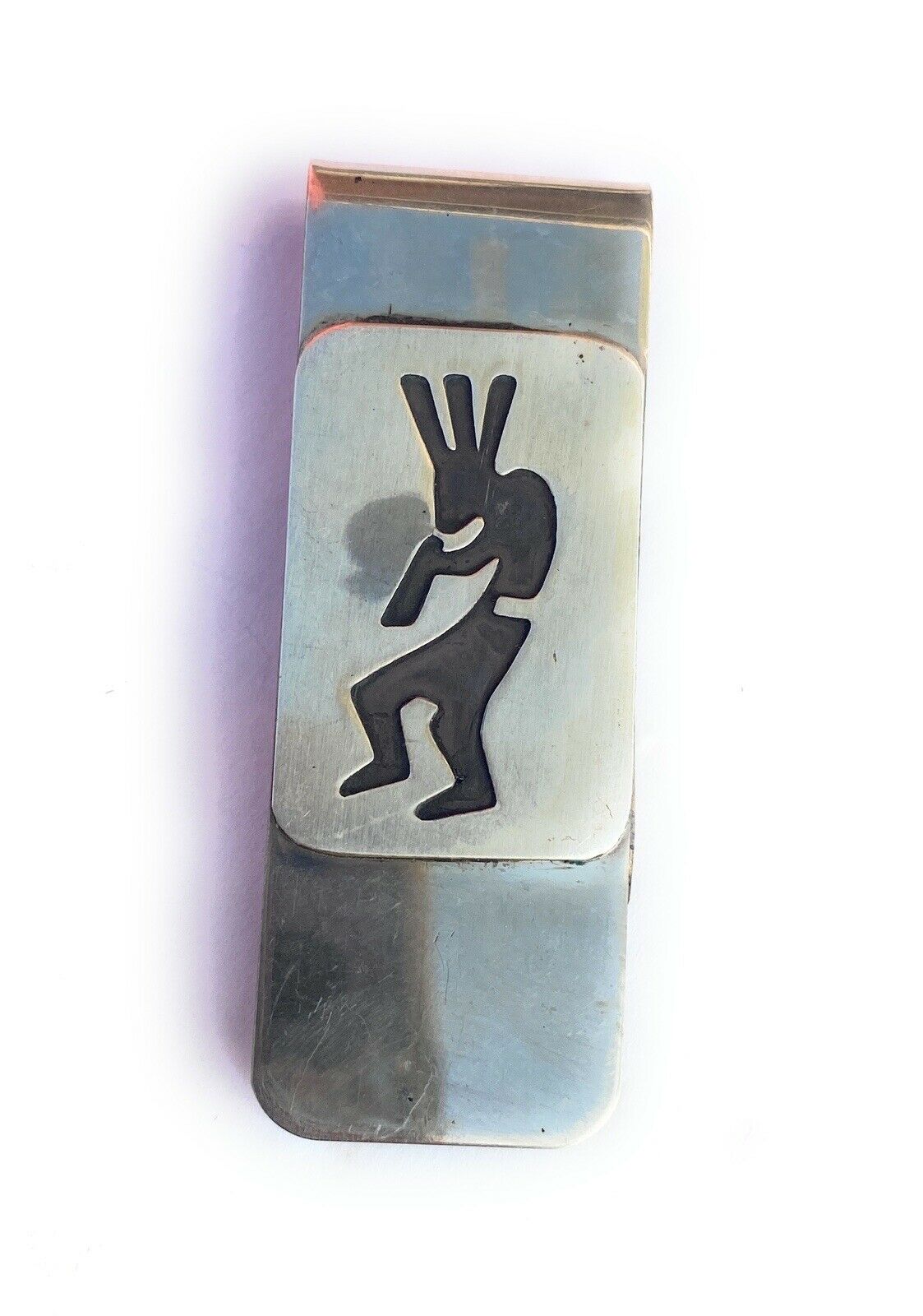 Navajo Kokopelli Dancer Sterling Silver Overlaid Money Clip