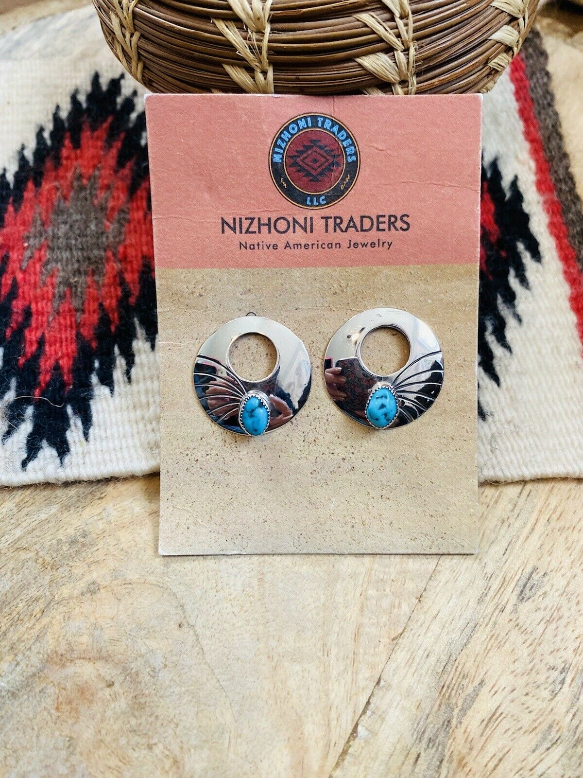 Navajo Sterling Silver & Turquoise Post Earrings