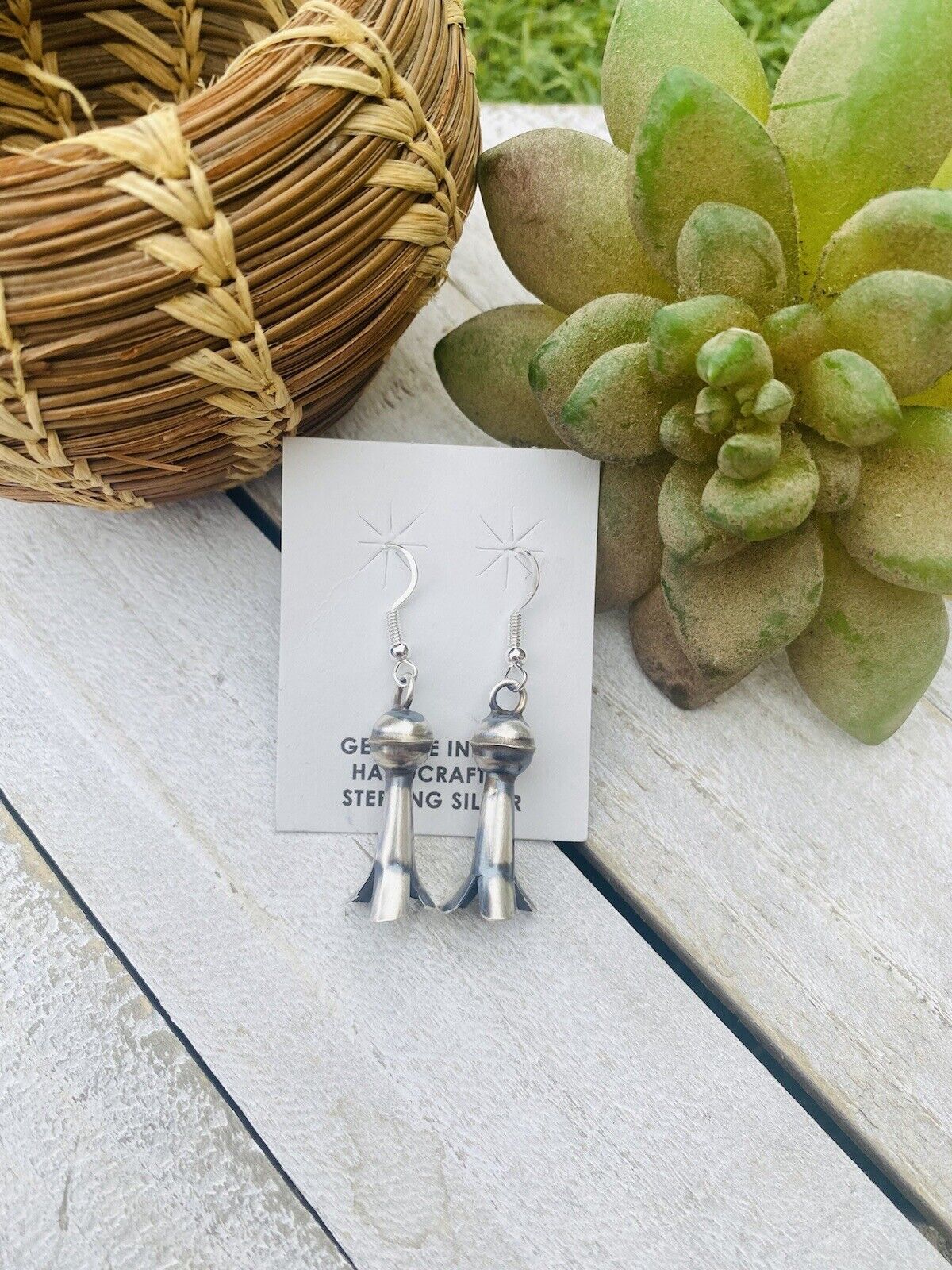 Navajo Sterling Silver Blossom Dangle Earrings