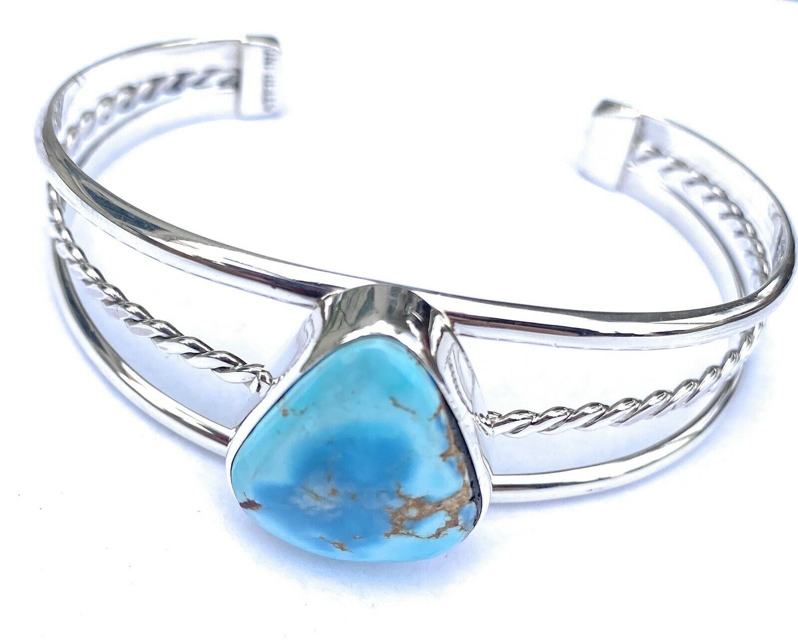 Navajo Golden Hills Turquoise Sterling Silver Cuff Bracelet