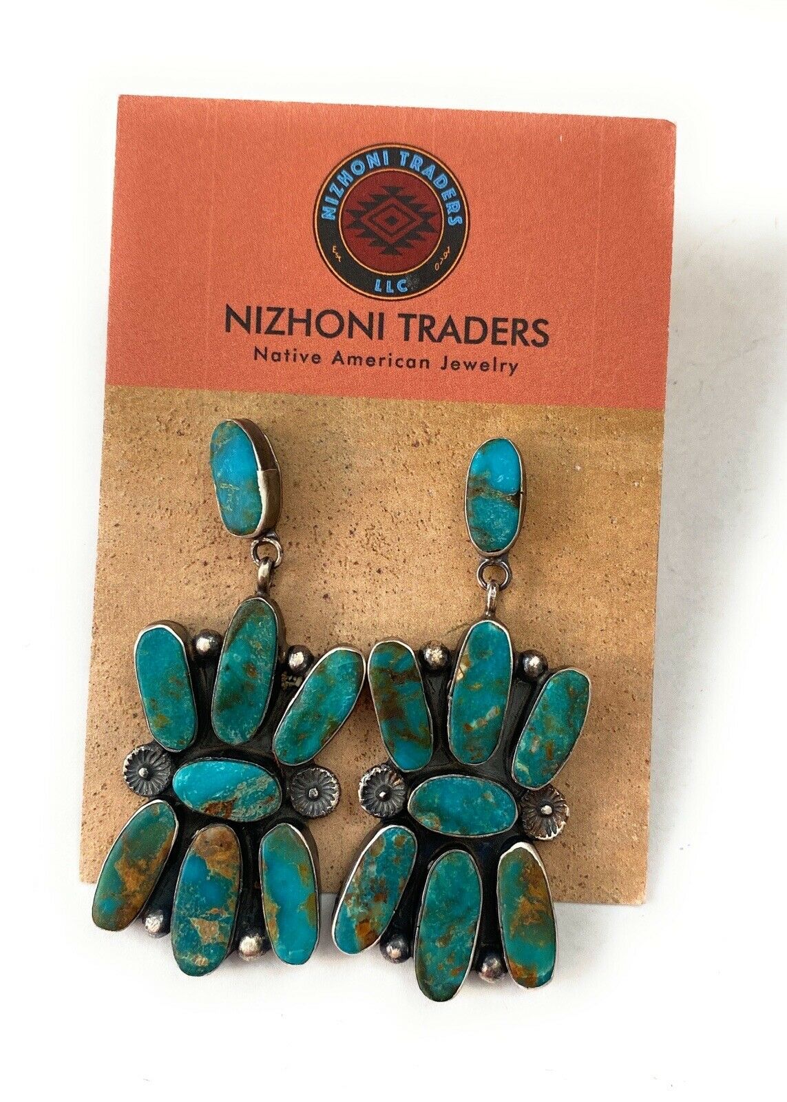 Navajo Jacqueline Silver Royston Turquoise & Sterling Silver Dangle Earrings