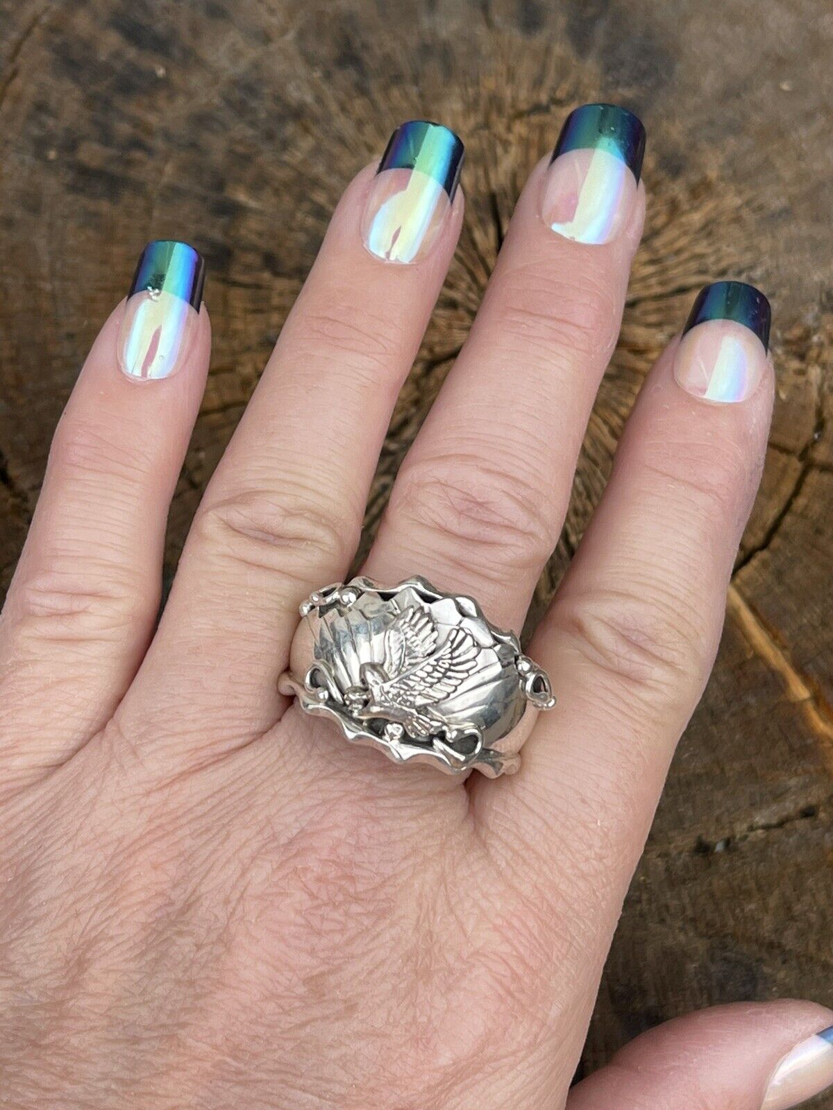 Navajo Sterling Silver Men’s Eagle Ring