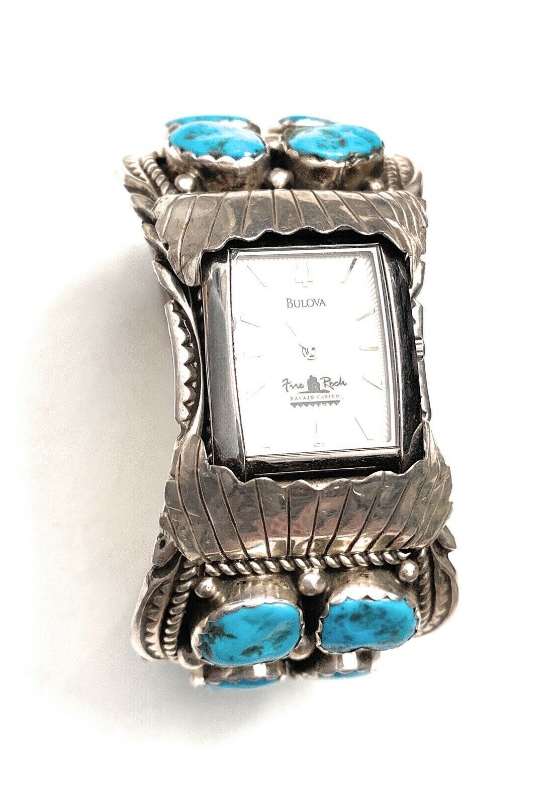 Vintage Old Pawn Navajo Kingman Turquoise & Sterling Silver Watch Cuff